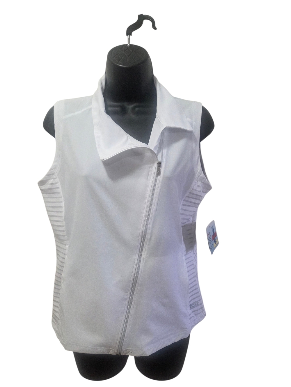 Bolle White Sleeveless Zip-Front Athletic Top